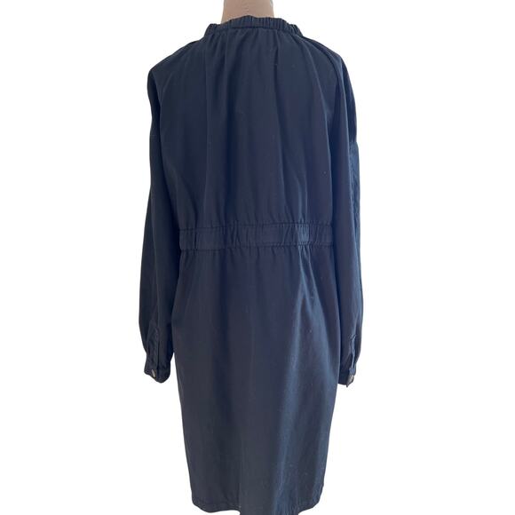 W's VTG H&M Black cotton duster, lined sz 16 goth punk Y2K - Picture 11 of 16